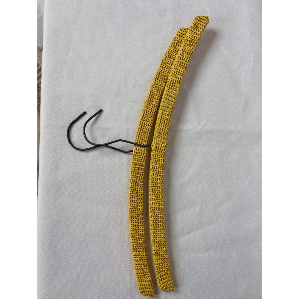 Vintage Mustard Yellow Crochet Covered Clothes Hangers Set of 2 Retro Handmade - Picture 8 of 9